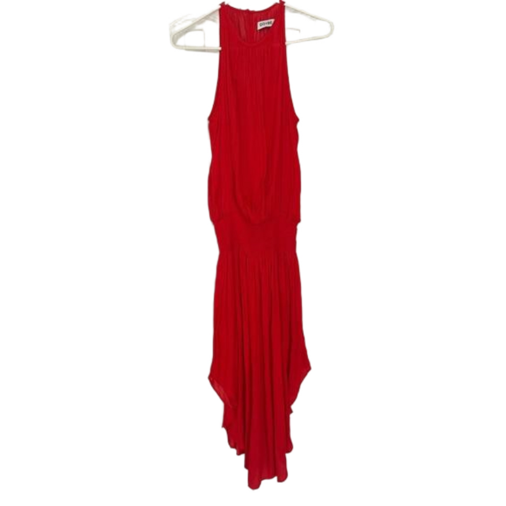 Orange airy dress. Asymmetrical skirt.
